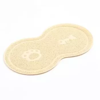 Коврик 2-в-1 под миску/туалет для животных два круга, 47 х 26 см, бежевый