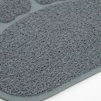 Коврик 2-в-1 под миску/туалет животных "Лапка", 40 х 30 см, тёмно-серый