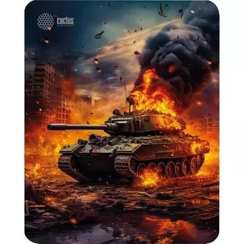 Коврик для компьютерной мыши Cactus Burning tank, игровой,300*250*3мм,рис."горящий танк"