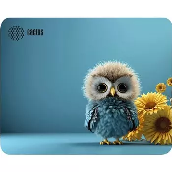 Коврик для компьютерной мыши Cactus Owl blue, игровой, 220*180*2 мм, рис. "синяя сова"