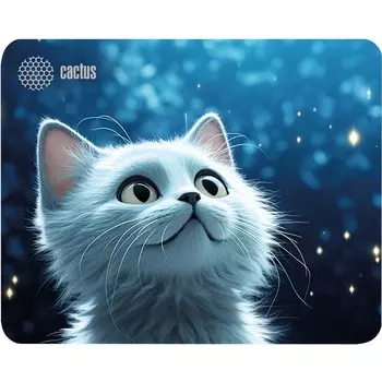 Коврик для компьютерной мыши Cactus White Cat,игровой,220*180*2мм,рис."белый кот"