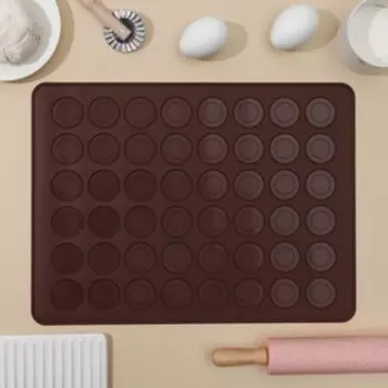 Коврик для выпечки макарун Доляна «Ронд», силикон, 37.528 см, коричневый