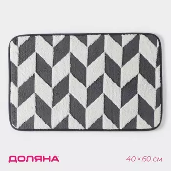 Коврик для ванной и туалета Доляна «Ралли», 4060 см, серый
