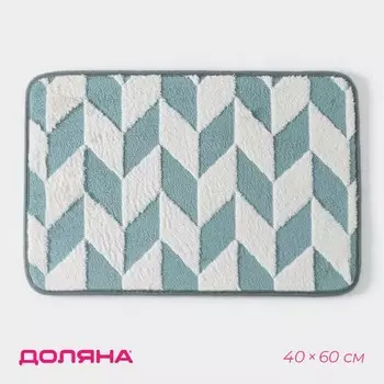 Коврик для ванной и туалета Доляна «Ралли», 4060 см, бирюзовый