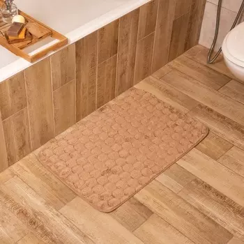 Коврик для ванной Этель «Ромбы», 5080 см, бежевый