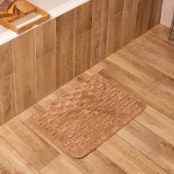 Коврик для ванной Этель «Ромбы», 4060 см, бежевый