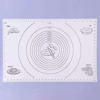 Коврик для выпечки и раскатки теста с разметкой, армированный «Эрме», силикон, 59.540 см, белый