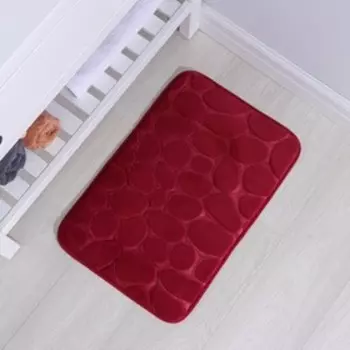 Коврик для ванной и туалета Доляна «Галька», 4060 см, цвет бордовый