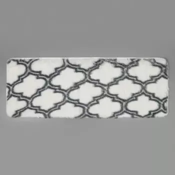 Коврик для ванной Доляна «Пушистик. Вензель», 45×120 см, цвет серо-белый