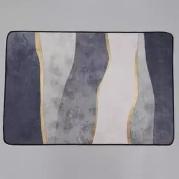 Коврик для дома Доляна «Вега», 60×90 см, цвет чёрно-серый