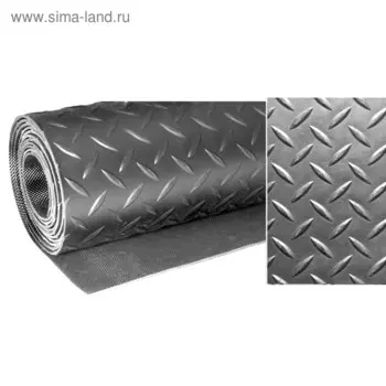 Коврик-дорожка противоскользящий "Рифленый" 0,9х12 м, цвет серый