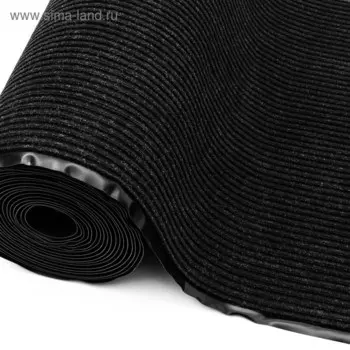 Коврик-дорожка влаговпитывающий «Ребристый», 0,9х12 м, чёрный