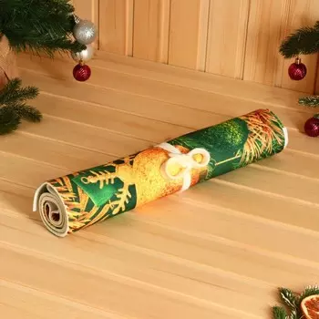 Коврик - лежак для бани и сауны с принтом «С Новым годом! Пусть богатство приходит в ваш дом», 50155 см, войлок, «Банная забава»