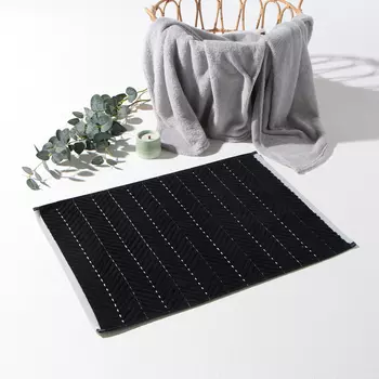 Коврик махровый «Этель» Lines, 5070 см, хлопок 100%, черный