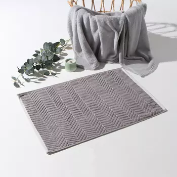 Коврик махровый «Этель» Lines, 5070 см, хлопок 100%, светло-серый