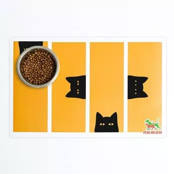 Коврик под миску «Пижон» с нескользящим основанием 4328 см «Подозрительный кот»