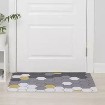 Коврик придверный Доляна «Гамма», вырезной, грязезащитный, 6090 см, серый