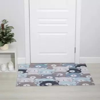 Коврик придверный грязезащитный Доляна «Мишки», 80120 см