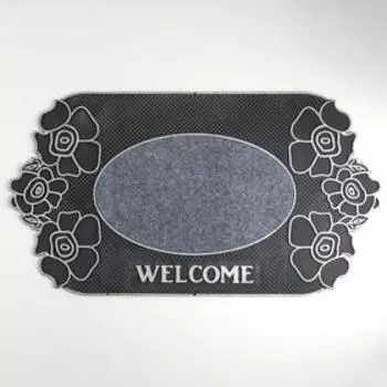 Коврик придверный Доляна «Welcome цветы», 4070 см, цвет МИКС