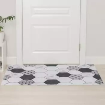 Коврик придверный Доляна «Мрамор», вырезной, грязезащитный, 80120 см, серый