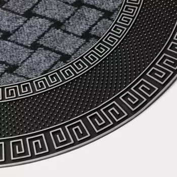 Коврик придверный полукруглый Доляна «Меандр», 4474 см, серебряный