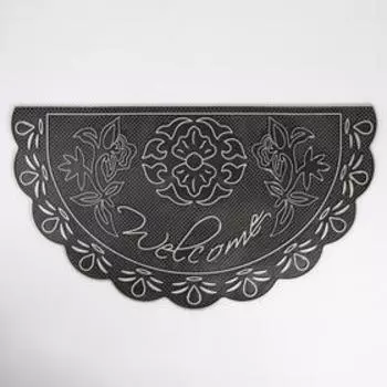 Коврик придверный полукруглый Welcome, 39×60 см, цвет серебряный