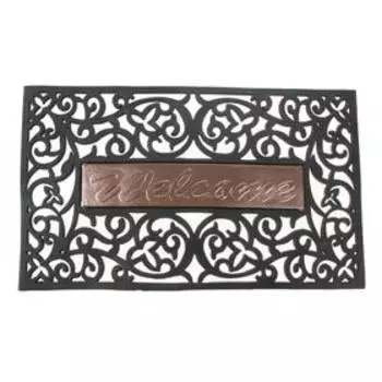 Коврик придверный Доляна Welcome, вензель, узорный, 4575 см, чёрный