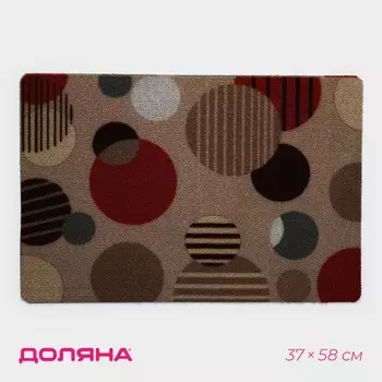 Коврик придверный Доляна, без окантовки, влаговпитывающий, 3758 см, бежевый