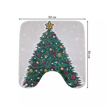 Коврик для туалета «Ёлочка нарядная», противоскользящий, размер 50x50 см