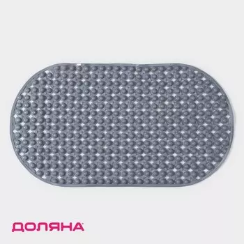 Коврик противоскользящий в ванну Доляна «Колли», на присосках, 3970 см, цвет серый