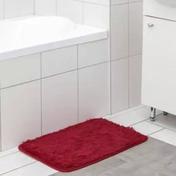 Коврик для ванной прямоугольный Доляна «Пушистик», 4060 см, цвет бордовый