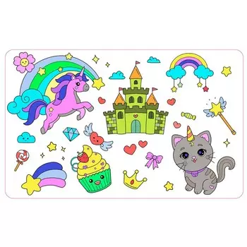 Коврик-раскраска многоразовый «Для девочек»