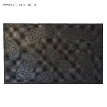 Коврик резиновый 45х75 см "Следы" черный