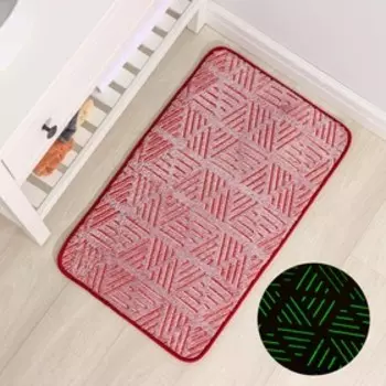 Коврик для ванной светящийся в темноте «Светящиеся грани», 5080 см, цвет бордовый