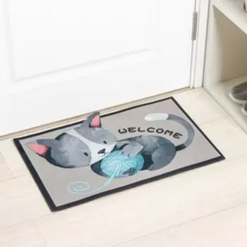 Коврик придверный Доляна «Котёнок», влаговпитывающий, без окантовки, 3959 см