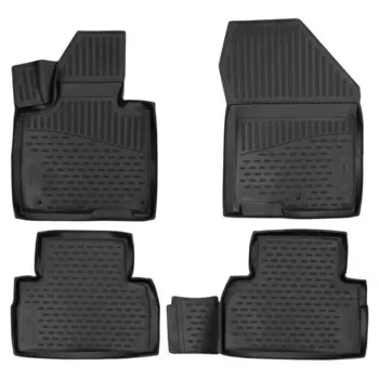 Коврики 3D в салон HYUNDAI Santa Fe, 2017-, внед., 4 шт., ПУ, повышенная износостойкость