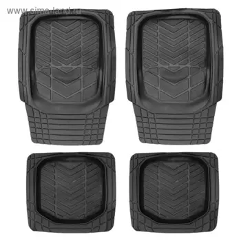 Коврики автомобильные Skyway 002, 4 предмета, резиновый, черный, S01704002