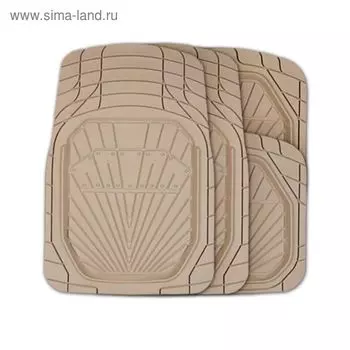 Коврики автомобильные универсальные AUTOPROFI POWER TER-510 BE, морозостойкие, вырезаемые, ванночки, термопласт, 4 предмета, цвет бежевый