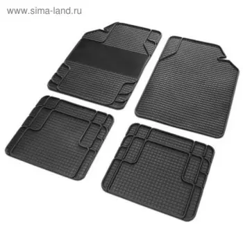 Коврики автомобильные универсальные Rival литьевые универсальные, без перемычки, резина, без крепежа, 4 шт., 60001001
