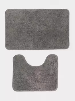 Коврики для ванной и туалета из микрофибры SAVANNA «Анси», 4050 см, 5080 см, серые