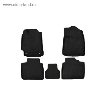 Коврики KVEST 3D в салон Toyota Camry, 2011-2017, XV50, 5 шт. (полистар, черный, черный)