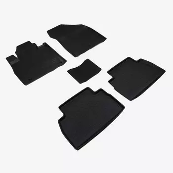 Коврики резиновые с высоким бортом для Hyundai Santa Fe IV, (5 мест), 2018-2020