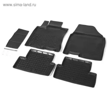 Коврики салона Rival для Nissan Qashqai I 5-дв. 2007-2014, полиуретан, с крепежом, с перемычкой, 5 шт., 14105003