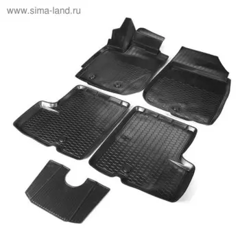 Коврики салона Rival для Nissan Terrano III 5-дв. (2WD/4WD) 2017-н.в., полиуретан, с крепежом, с перемычкой, 5 шт., 14701007