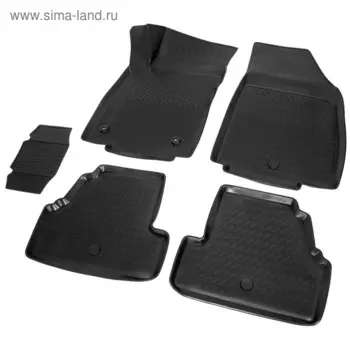 Коврики салона Rival для Opel Mokka 5-дв. 2012-2016, полиуретан, с крепежом, с перемычкой, 5 шт., 14206001