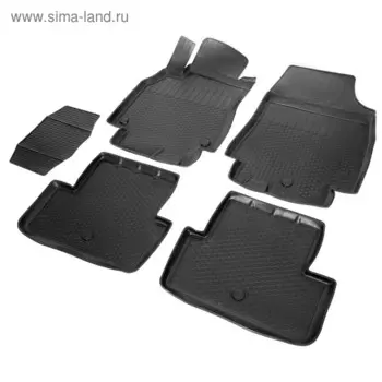 Коврики салона Rival для Renault Fluence седан 2009-2017, полиуретан, с крепежом, с перемычкой, 5 шт., 14704001