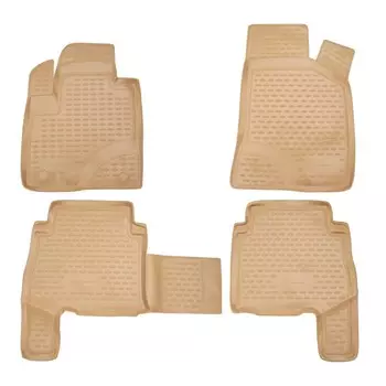 Коврики в салон HYUNDAI Santa Fe 2006-2010, 4 шт. (полиуретан, бежевые)
