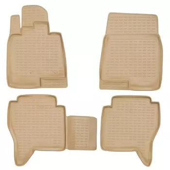 Коврики в салон MITSUBISHI Pajero IV 2006-2016, 4 шт. (полиуретан, бежевые)