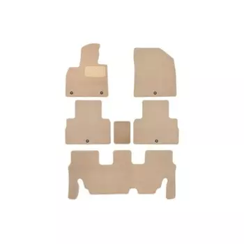 Коврики в салон Premium для Hyundai Palisade, 2020-, кроссовер, 7 мест, 6 шт. (текстиль, цвет бежевый)