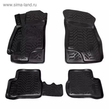 Комплект ковриков в салон Airline, Hyundai Accent II 2000-2012, высокий борт, полиуретан, цвет чёрный, 4 шт